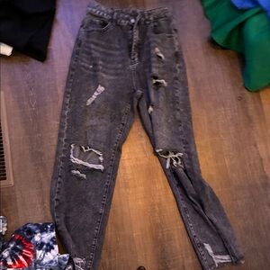 Women’s Distressed Gray Jeans